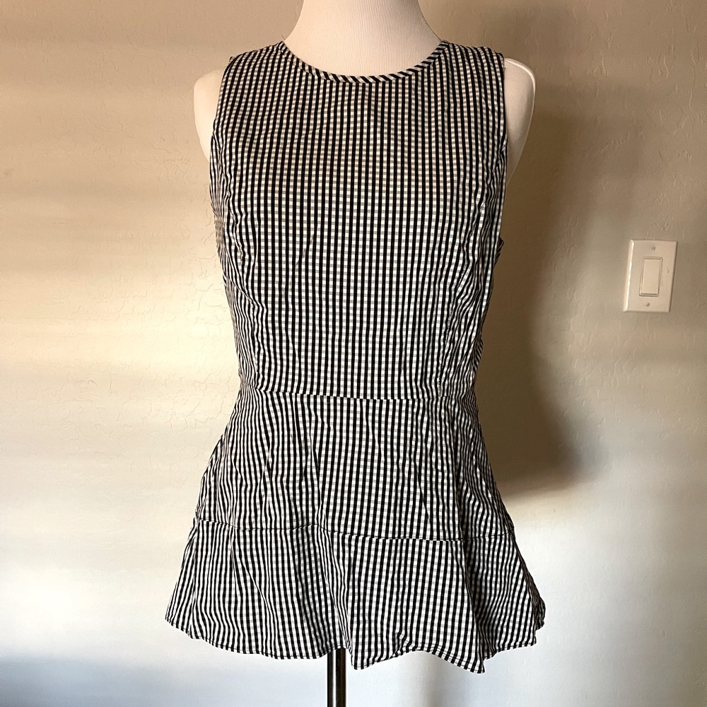 Fitted Plaid Peplum Top - Size 4 Small